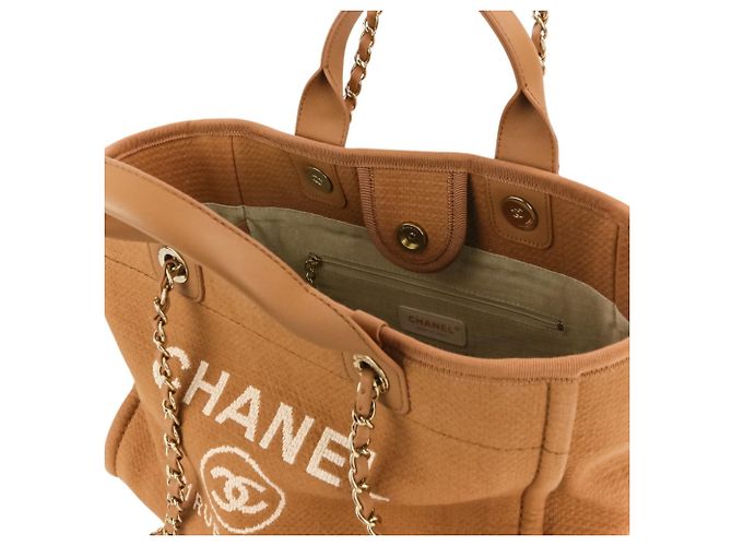 Borsa Tote CHANEL Deauville MM Beige - vista 8