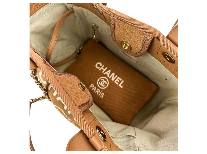 Borsa Tote CHANEL Deauville MM Beige - vista 9