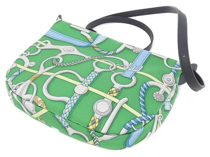Hermès Pochette Hermes Panoplie Equestre Sursoy To Go Verde chiaro Blu chiaro - vista 2