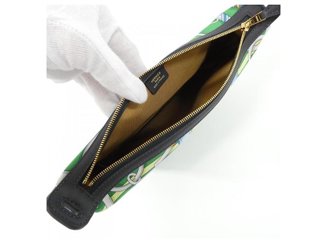 Hermès Pochette Hermes Panoplie Equestre Sursoy To Go Verde chiaro Blu chiaro - vista 5