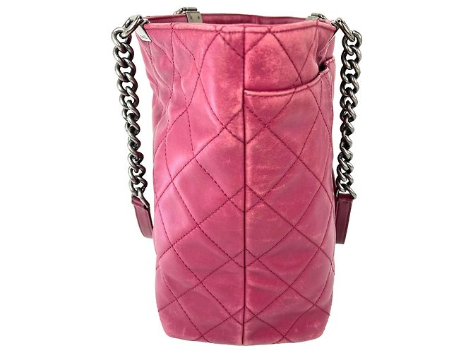Borsa Tote Chanel Shopping in Chains in pelle trapuntata Burgundy - vista 4