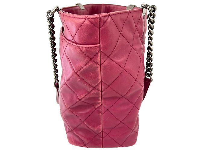 Borsa Tote Chanel Shopping in Chains in pelle trapuntata Burgundy - vista 5