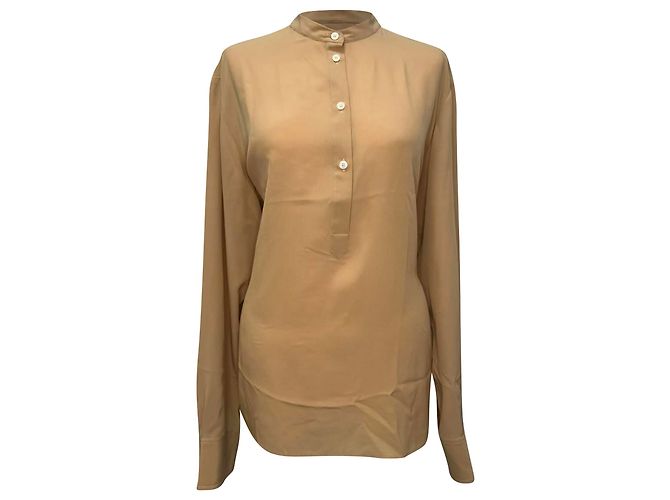 Stella Mc Cartney Camicetta Stella McCartney con collo mandarino in seta beige - vista 2