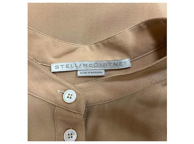 Stella Mc Cartney Camicetta Stella McCartney con collo mandarino in seta beige - vista 4