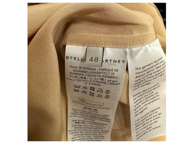 Stella Mc Cartney Camicetta Stella McCartney con collo mandarino in seta beige - vista 9