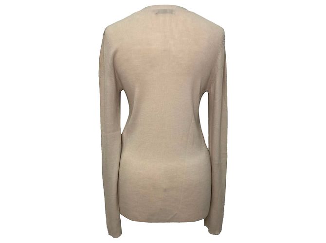 Cardigan Max Mara con scollo a V in lana beige - vista 4