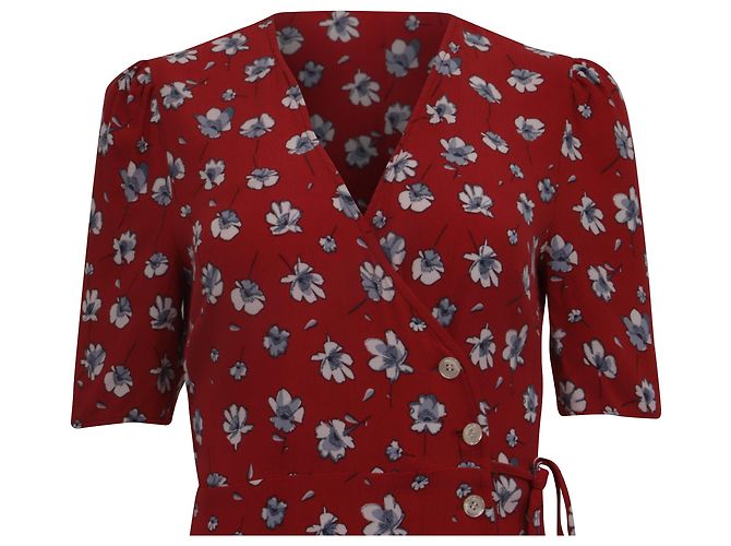 Rouje Wickel-Midikleid mit Blumenprint aus roter Viskose - Ansicht 2