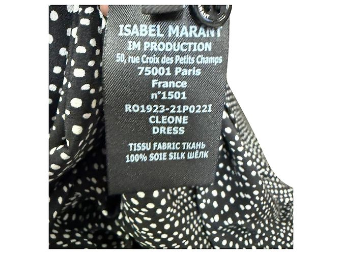 Abito midi in seta nera a pois Isabel Marant Nero - vista 5