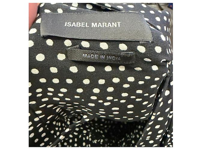 Abito midi in seta nera a pois Isabel Marant Nero - vista 7