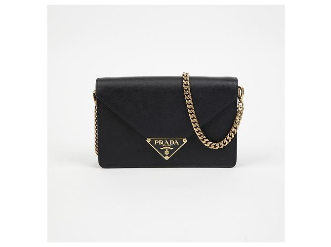 Prada Borsa a tracolla e crossbody con catena logo Triangle Nero - vista 2