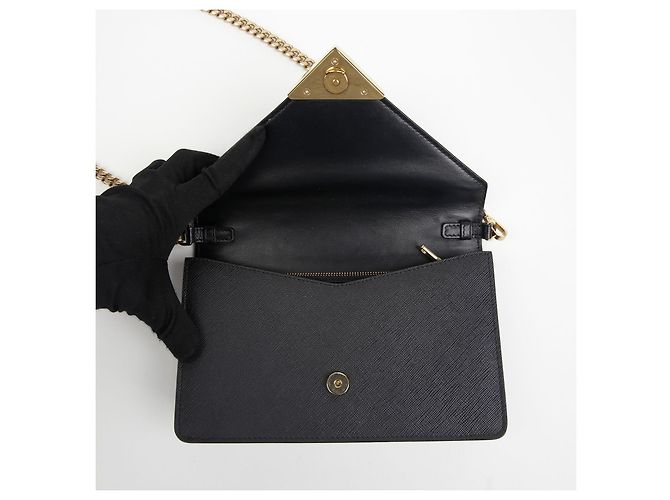 Prada Borsa a tracolla e crossbody con catena logo Triangle Nero - vista 7