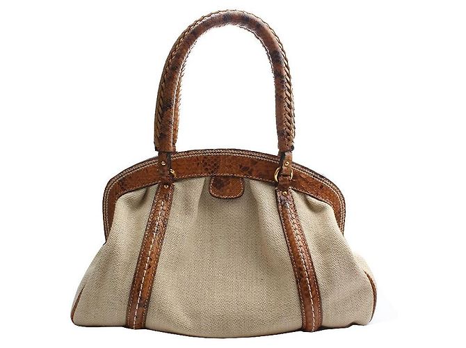 Dior Sac cabas avec bordure en python marron - vue 3
