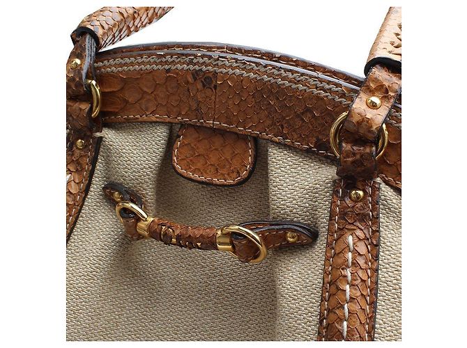 Dior Sac cabas avec bordure en python marron - vue 6