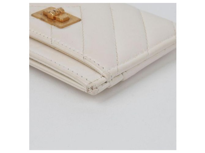 Portacarte Chanel 2.55 Bianco Pelle di Vitello Oro - vista 10