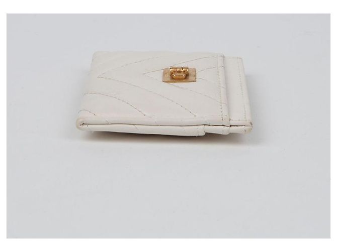 Portacarte Chanel 2.55 Bianco Pelle di Vitello Oro - vista 5