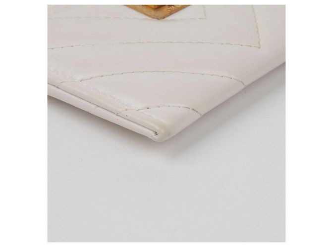 Portacarte Chanel 2.55 Bianco Pelle di Vitello Oro - vista 8