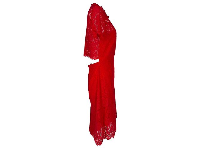 Vestido corto Alma de encaje Diane Von Furstenberg en algodón rojo Roja - vista 2