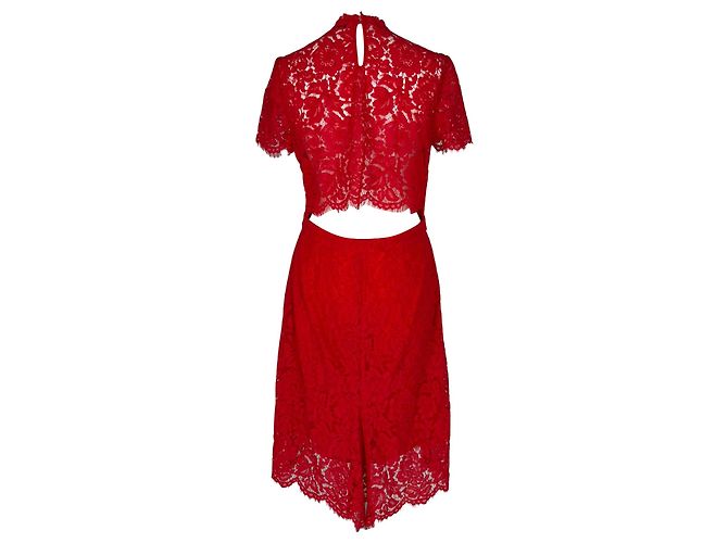 Vestido corto Alma de encaje Diane Von Furstenberg en algodón rojo Roja - vista 3