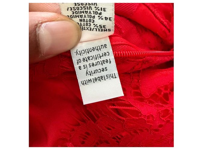 Vestido corto Alma de encaje Diane Von Furstenberg en algodón rojo Roja - vista 6