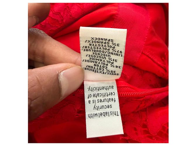 Vestido corto Alma de encaje Diane Von Furstenberg en algodón rojo Roja - vista 7