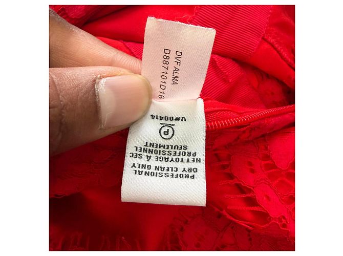 Vestido corto Alma de encaje Diane Von Furstenberg en algodón rojo Roja - vista 8