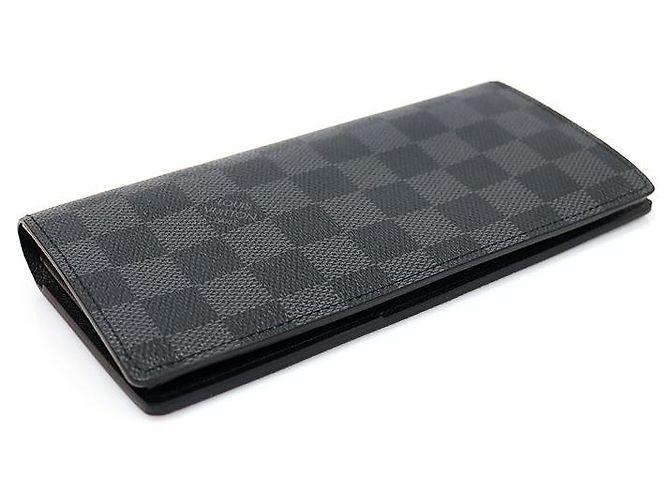 Louis Vuitton Portafoglio lungo Brazza in tela Damier Graphite Grigio - vista 4
