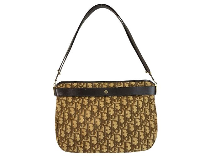 Borsa a tracolla Dior Trotter in tela e pelle Marrone Beige - vista 2