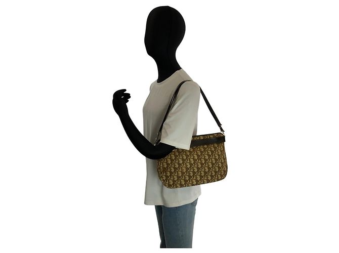 Borsa a tracolla Dior Trotter in tela e pelle Marrone Beige - vista 7