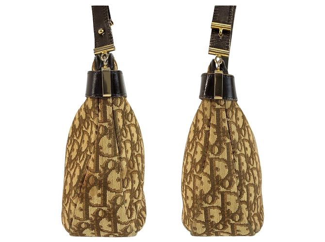 Borsa a tracolla Dior Trotter in tela e pelle Marrone Beige - vista 8
