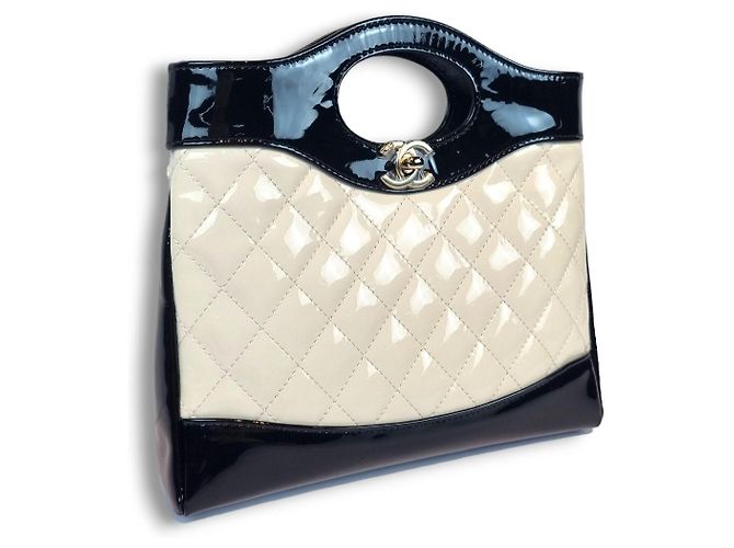 Chanel Two-tone Mini 31 Tasche Schwarz Weiß Leder - Ansicht 3