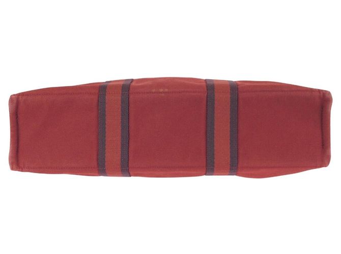 Hermès Borsa Tote Hermes Canvas Fourre-Tout MM Rosso - vista 10