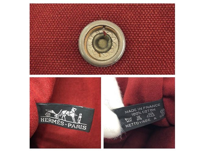 Hermès Borsa Tote Hermes Canvas Fourre-Tout MM Rosso - vista 4