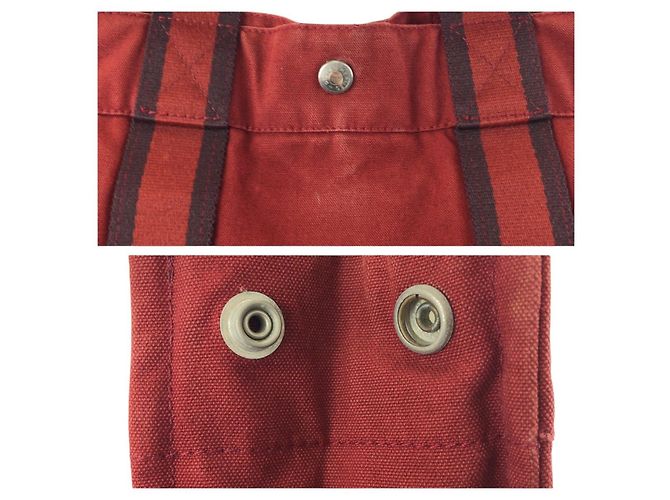 Hermès Borsa Tote Hermes Canvas Fourre-Tout MM Rosso - vista 5