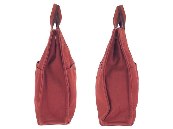 Hermès Borsa Tote Hermes Canvas Fourre-Tout MM Rosso - vista 8