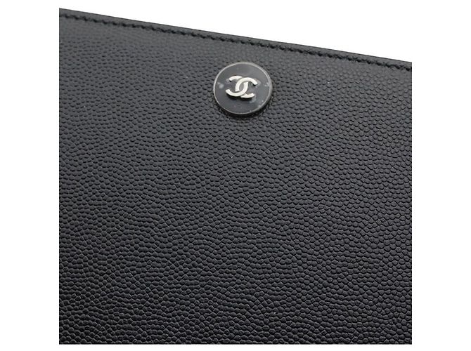 Chanel Portafoglio lungo con zip Black Caviar Silver Cc Organizer Nero - vista 5