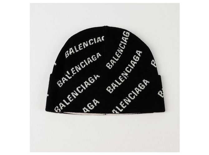 Berretto Balenciaga Allover Logo Nero - vista 2
