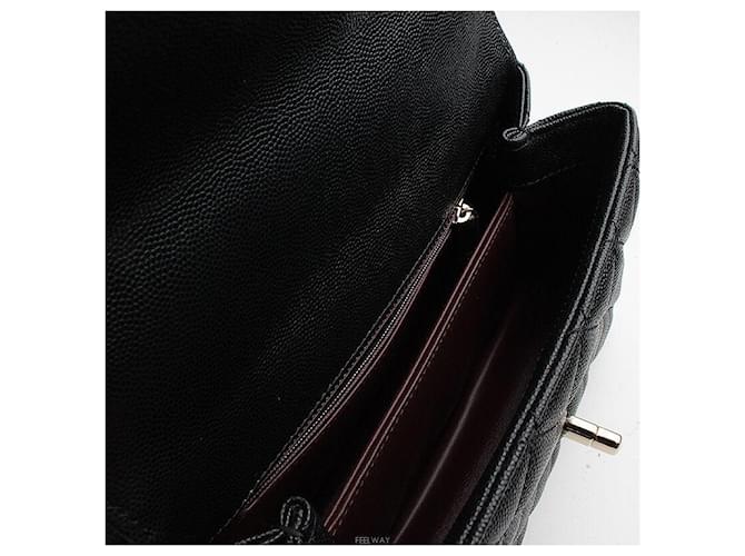 Chanel Coco Handle Medium Black Caviar Lizard Champagne Gold Interior Chip Nero - vista 5