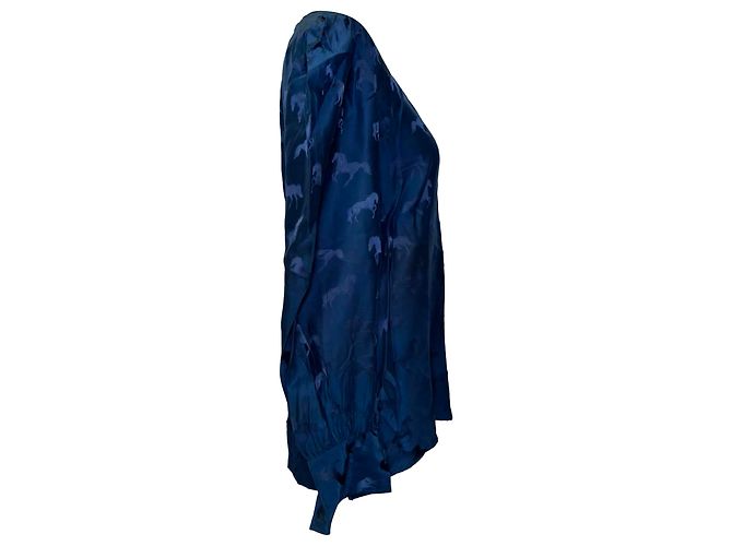 Stella Mc Cartney Blusa de seda azul con jacquard de caballos Stella McCartney - vista 2