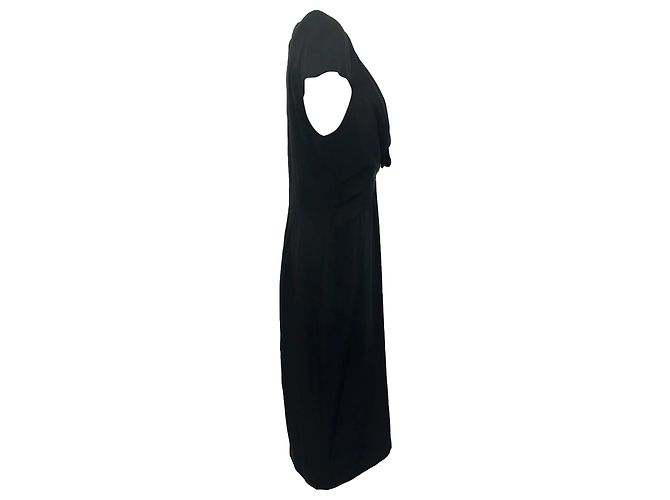 Abito midi con scollo a drapé in seta nera Alexander McQueen Nero - vista 2