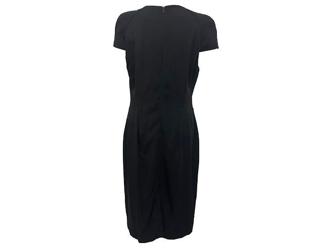 Abito midi con scollo a drapé in seta nera Alexander McQueen Nero - vista 3