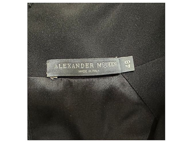 Abito midi con scollo a drapé in seta nera Alexander McQueen Nero - vista 4
