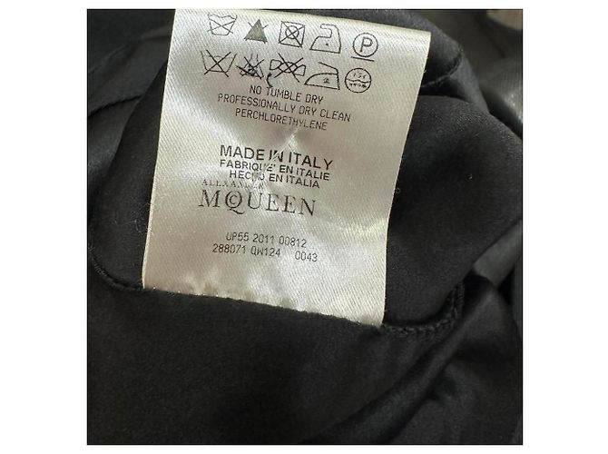 Abito midi con scollo a drapé in seta nera Alexander McQueen Nero - vista 5
