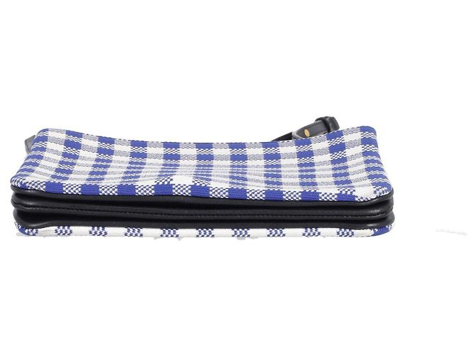 Céline Borsa a tracolla Celine Trio Gingham in pelle blu e bianca - vista 4