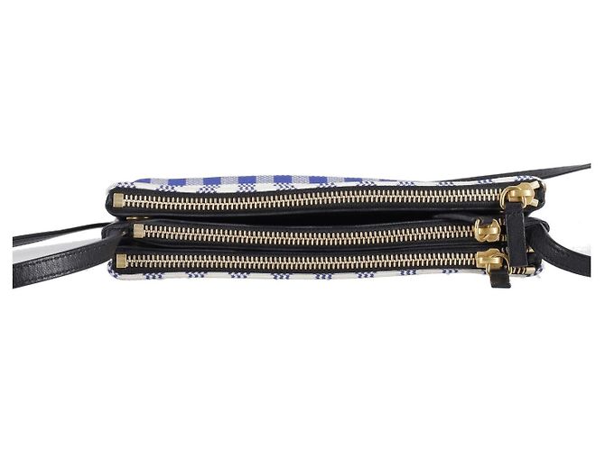 Céline Borsa a tracolla Celine Trio Gingham in pelle blu e bianca - vista 6