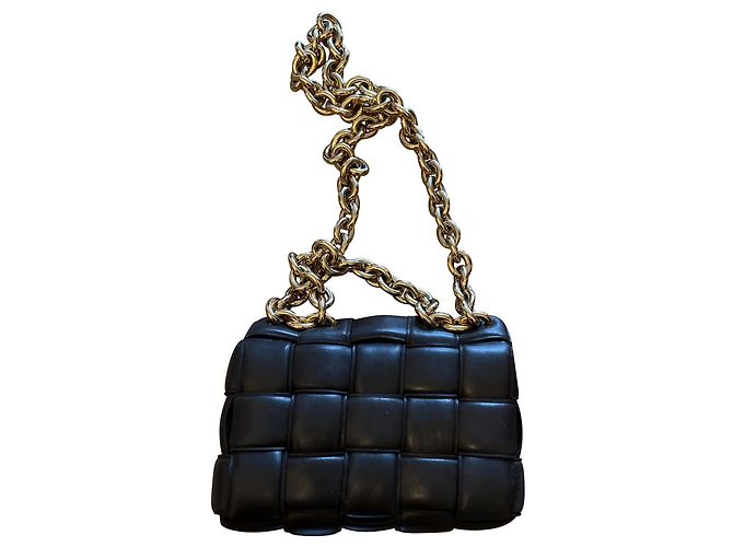 Sac Chain Cassette Bottega Veneta en cuir agneau noir Marron - vue 3