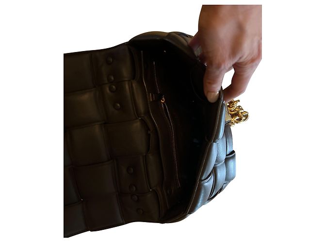Sac Chain Cassette Bottega Veneta en cuir agneau noir Marron - vue 5
