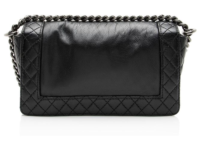 Borsa Chanel Lambskin Reverso Medium Boy Nero - vista 3