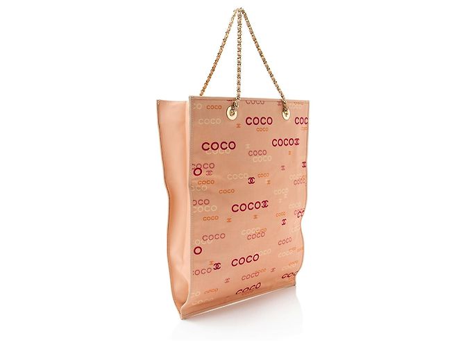 Gabrielle Tote Chanel Vintage Canvas Coco Logo Rosa - vista 2