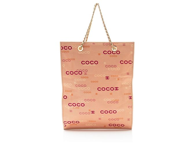Gabrielle Tote Chanel Vintage Canvas Coco Logo Rosa - vista 3