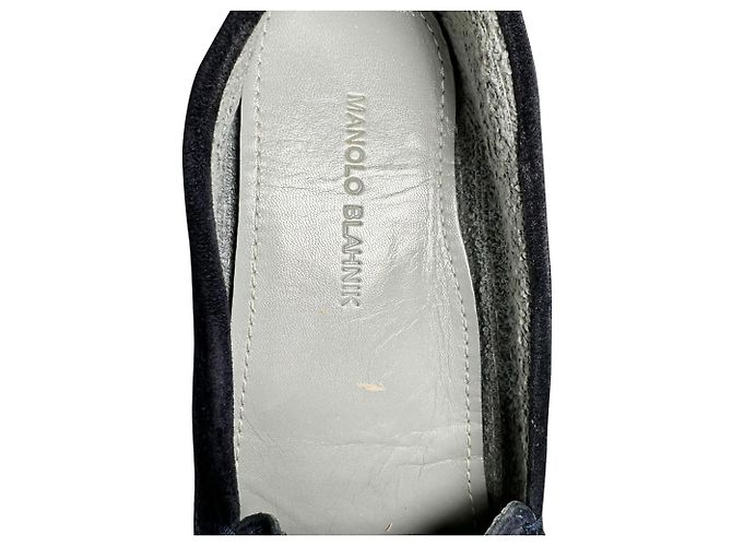 Mocassini Manolo Blahnik in scamosciato blu navy - vista 8